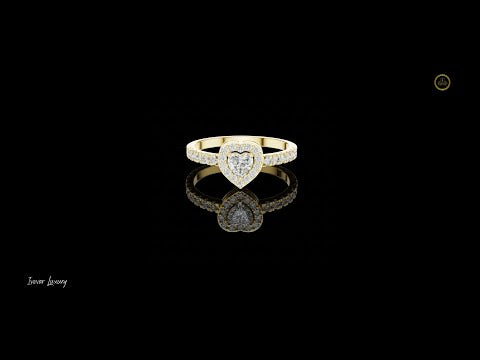 0.23 CT Romantic Heart Cut Moissanite Diamond Halo Ring with Pave Set Accents For Fiancé