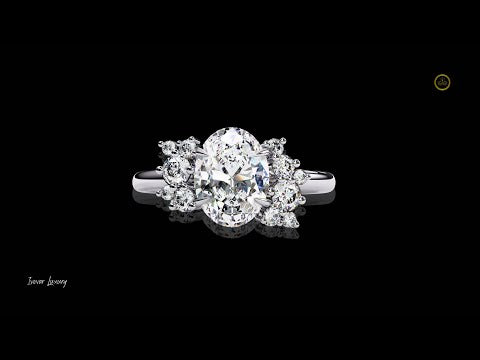 1.01 CT Luxury Oval Cut Cluster Multi Stone Lab Grown Diamond Bridal Elegant Ring For Love