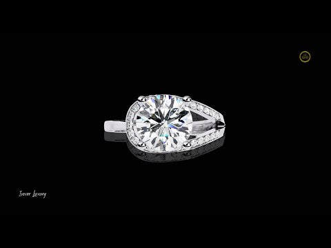 Round Lab Diamond Wedding Ring For Her With Split Pave Band