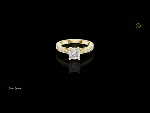 1.02 CT Dazzling Cushion Cut Moissanite Diamond Ring in Gold with Pave Set Side Stones