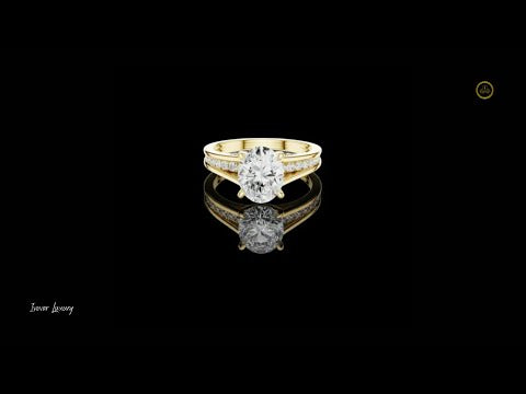 1.67 CT Glamorous Oval Cut Lab Grown Diamond Split Shank Ring with Shiny Pave Accents