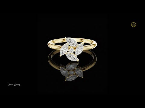 Marquise Lab Diamond Flower Cluster Engagement Ring