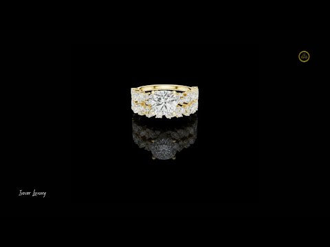 3.70 TCW Lavish Cushion Cut Moissanite Diamond Floral Ring with Marquise and Round Diamond Accents