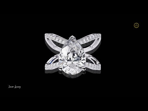 4.39 CT Glamorous Moissanite Diamond Pave Band Pear Cut Elegant Ring For Women