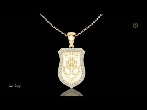 1.11 TCW Luxury Anchor & Wheel Shield Moissanite Diamond Iced Border Nautical Pendant Luxury Jewelry