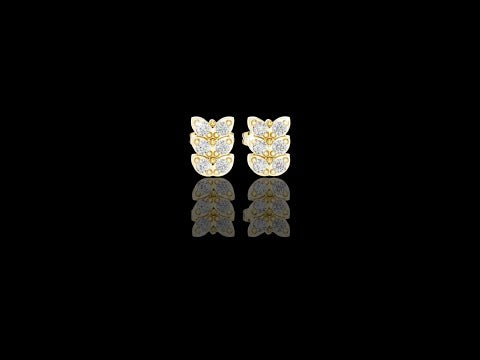 0.42 TCW Modern Butterfly Moissanite Diamond Stud Earrings with Triple Row Brilliant Design
