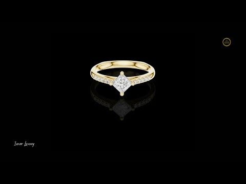 0.29 CT Dazzling Moissanite Ring with a Brilliant Princess Cut Center Diamond and a Pave Accented Band