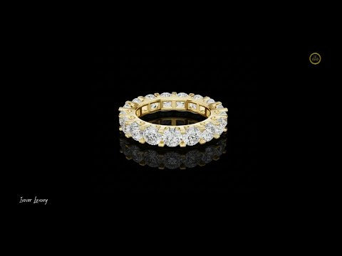 5.26 TCW Crystal Clear Full Round Cut Moissanite Diamond Eternity Band in Gold For Party Wear
