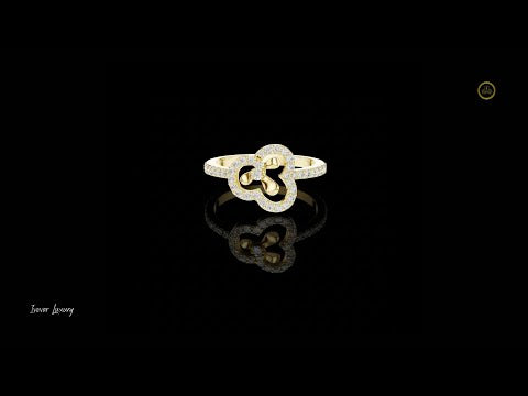 Clover Floral Moissanite Diamond Ring With Pave Band