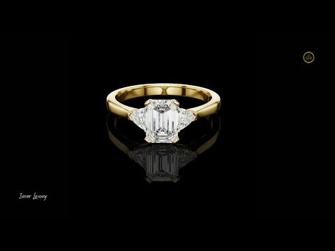 Emerald Lab Diamond Three Stone Ring For Women