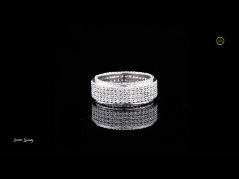 Round Cut Lab Grown Diamond Men's Full Eternity Micro Pave Wedding Band
