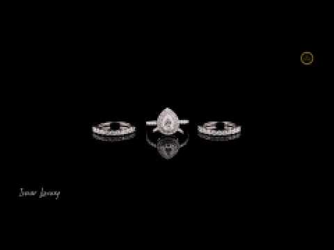 Pear Half Lab Diamond 3 Piece Bridal Ring With Half Eternity Band