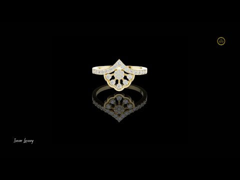 0.31 TCW Mandala Inspired Moissanite Diamond Chevron Ring with Pave Set Round Brilliant Diamonds