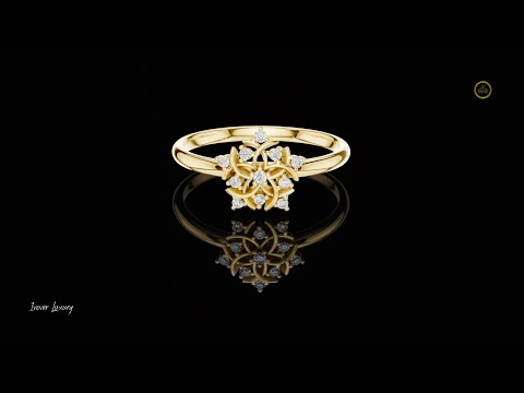 Round Lab Diamond Floral Cluster Promise Ring