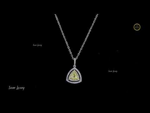 Luxury 14K Gold Yellow Trillion Diamond Halo Pendant