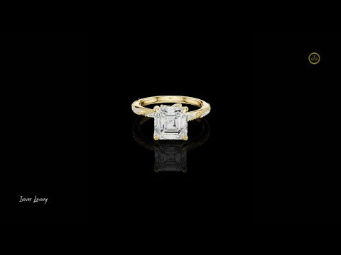 2.50 CT Exclusive Asscher Cut Moissanite Diamond Pave Band Solitaire Engagement Ring For Women