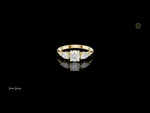 0.50 CT Petal Grace Round Brilliant Moissanite Diamond Ring with Pear Cut Side Accents