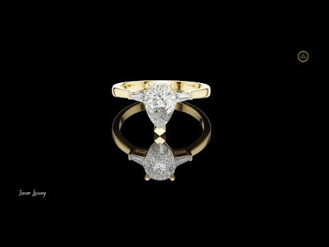 Pear Cut Lab Diamond Three Stone Anniversary Ring
