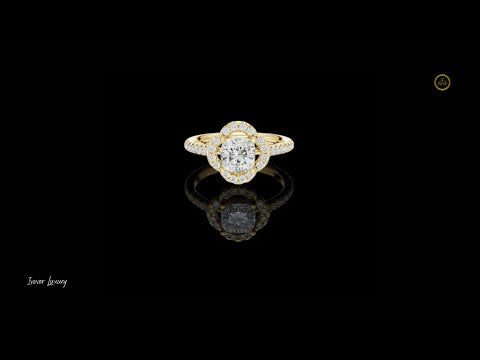 Round Lab Diamond Halo Pave Engagement Ring