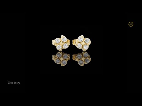 0.14 TCW Soft Floral Geometry Petal Curve Moissanite Round Diamond Stud Earrings For Gift