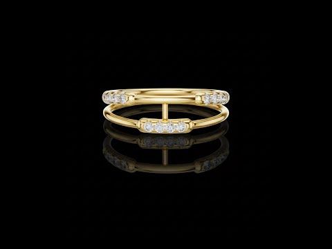 Round Cut Moissanite Diamond Double Band Open Bar Ring