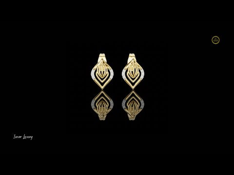 0.06 TCW Royalmark Apex Moissanite Diamond Accent Open Frame Gold Stud Earrings with Sculpted Inner Motif