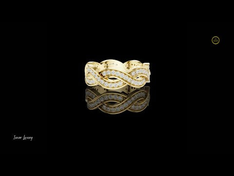 0.84 TCW Eternal Braided Infinity Pave Lab Grown Round Diamond Band in Luxurious Gold