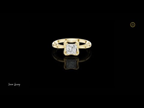 1.30 CT Sparkling Princess Lab Grown Diamond Ring with Artistic Wavy Frame and Sleek Polished Band