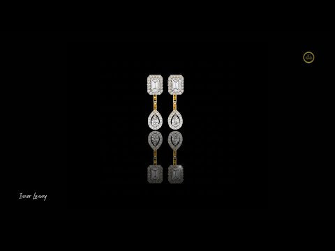 1.11 CT Sophisticated Emerald Halo Top with Pear Halo Drop Moissanite Diamond Earrings in Gold