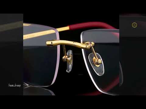 Modern Luxury Rimless Sunglasses with Faceted Crystal Edges
