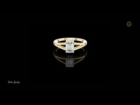 0.70 TCW Perfect Emerald Cut Lab Grown Diamond Solitaire Ring with Modern Split Shank Design