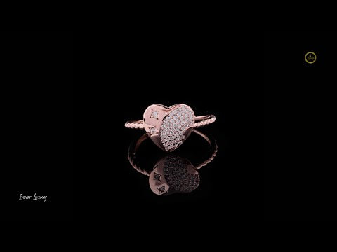 Heart Shape Pave Setting Moissanite Diamond Rope Band Ring