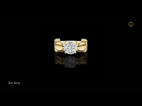 1.00 TCW Embrace Round Solitaire Moissanite Diamond Ring with Sculpted Split Band