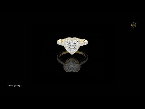 1.50 CT Romantic Heart Shaped Lab Grown Diamond Halo Ring with Pave Diamond Band