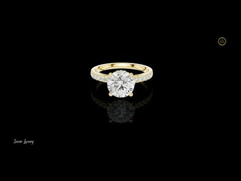 2.00 CT Brillixa Round Brilliant Moissanite Diamond Ring with Sparkling Pave Band For Birthday Gift