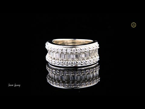 Baguette and Round Lab Diamond Wide Eternity Ring Wedding Band