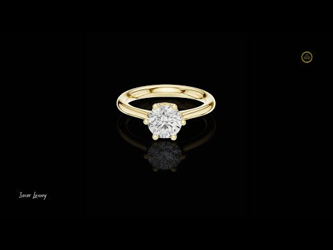 1.1 TCW Sparkling Round Lab Grown Diamond Solitaire Minimalist Engagement Ring For Her