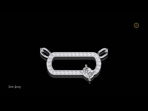 Openwork Pave Oval Link Off Center Cushion Lab Grown Diamond Pendant