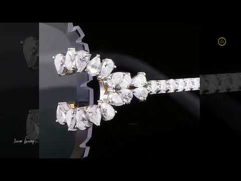 Rimless Pear Diamond Sunglasses with Floral Cluster Bridge & Open-Loop Hinges