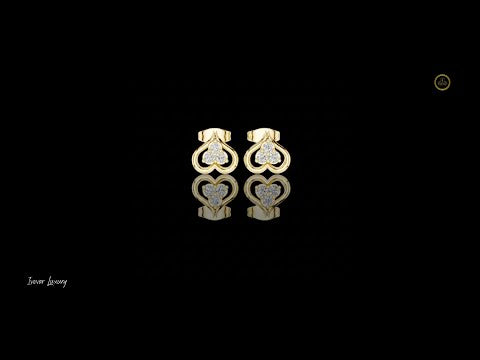 0.24 TCW Eterna Heartloop Moissanite Diamond Cluster Gold Stud Earrings with Open Curved Love Motif