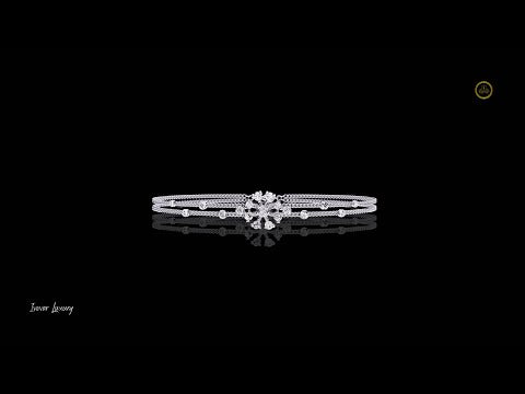 0.46 TCW Elegant Lab Grown Double Band Bracelet Adorned with Sparkling Round Diamonds and Floral Motif