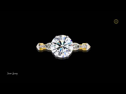 Round Lab Diamond Wedding Ring With Marquise Side Stones