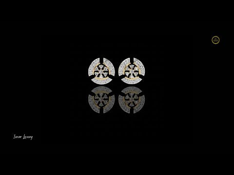 0.49 TCW Luxurious Crescent Moissanite Diamond Studs Accented With Multi-Petal Floral Diamond Design