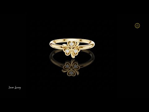 0.018 TCW Radiant Three Heart Petal Clover Moissanite Ring with Sparkle Round Diamond Accents