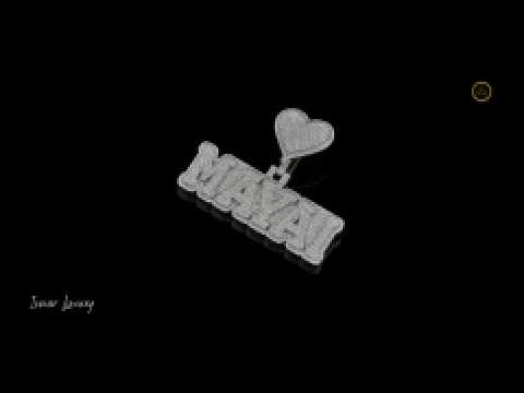 Custom Diamond Name Pendant with Moissanite Diamond Heart Charm