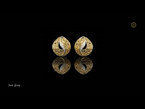 0.06 TCW Artisan Filigree Wave Moissanite Diamond Stud Earrings with Curved Pave Accent For Women
