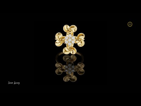 Floral Lab Diamond Cluster Ring with Sculpted Petal Design