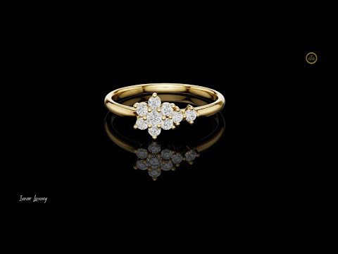 0.15 TCW Radiant Ring with an Asymmetrical Floral Lab Grown Diamond Cluster Design