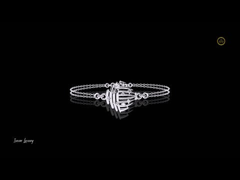 0.13 TCW Luxurious Moissanite Bracelet with Dual Chain and Artistic Diamond Studded Spiral Dome Centerpiece