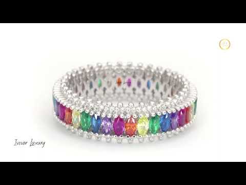 Sapphire Cluster Ring  Diamond Halo Band By Ivevar Stackables